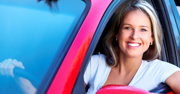 lady in a red van